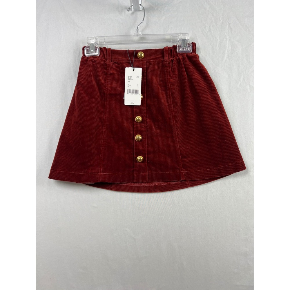 a loves a girls Corduroy Skirt Girls Size L Wine Red Button Front Pull On A-Line